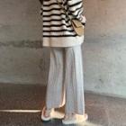 Wide-leg Cable Knit Pants / Striped Sweater