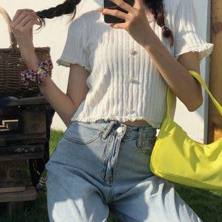Short-sleeve Lace Hem Top