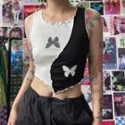 Butterfly Print Two-tone Tank Top