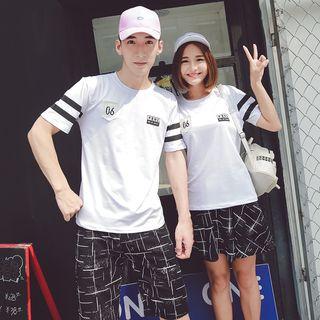 Couple Matching Short-sleeve Applique T-shirt / Shorts / Skirt