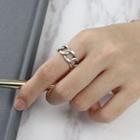 925 Sterling Silver Chunky Chain Open Ring Vintage Silver - One Size