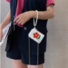 Flower Embroidered Furry Crossbody Bag
