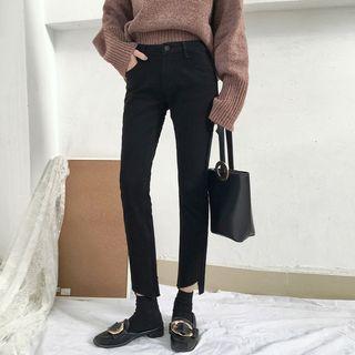 Plain Cropped Slim Fit Jeans