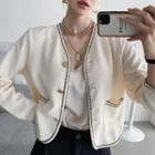 Piped Golden-button Cardigan