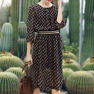 Cat Print Silk Dress