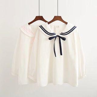 Long-sleeve Marine-collar Blouse