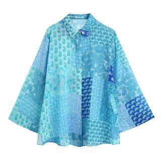 Bell-sleeve Patterned Shirt
