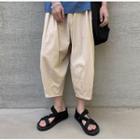 Plain Cropped Linen Pants