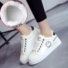 Smiley Face Lettering Lace-up Sneakers