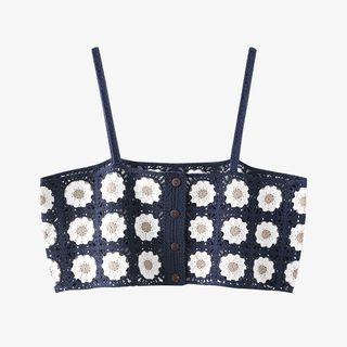 Flower Crochet Crop Camisole Top