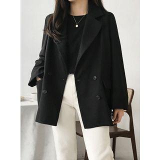 Double-breasted Flap-pocket Jacket Black - One Size