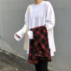 Plain Loose-fit T-shirt White - One Size