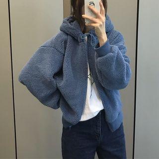 Hooded Zip Fleece Jacket Blue - One Size