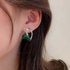 Heart Glaze Rhinestone Alloy Earring 1 Pair - Dark Green - One Size