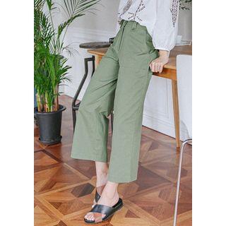 Pocket-side Cotton Wide-leg Pants