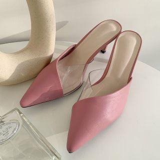 Lucite-detail Pointy Mules