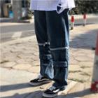 Detachable Strap Straight-cut Jeans