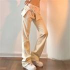 Low-rise Belt Pocketed Straight Leg Jeans