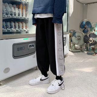 Bear Print Drawstring-cuff Sweatpants