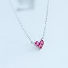 Sterling Silver Jeweled Heart Necklace