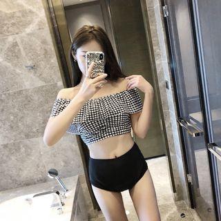 Check Off-shoulder Bikini