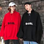 Couple Matching Half-zip Lettering Pullover