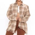 Plaid Fringe Shirt Jacket