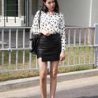Asymmetric-hem Faux-leather Mini Skirt