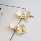 Faux Pearl Alloy Square / Star Dangle Earring