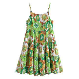 Spaghetti Strap Floral Mini Smock Dress