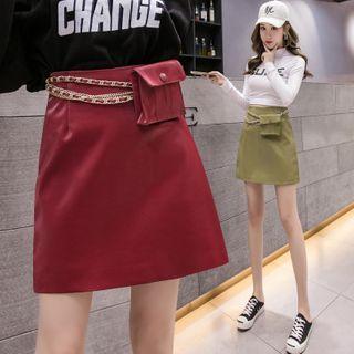 Set: Chained Belt Pouch + A-line Mini Skirt