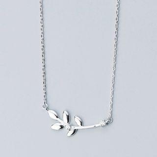 925 Sterling Silver Rhinestone Branches Pendant Necklace S925 Silver - Necklace - One Size