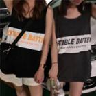 Wide Simple Front Lettering Tank Top Sleeveless