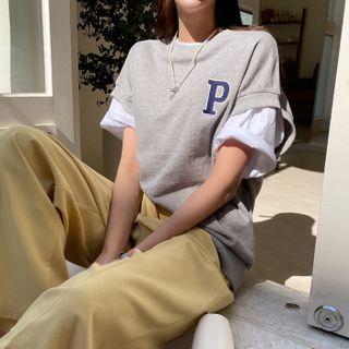 Letter-embroidered Sweat Vest