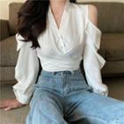 Cold-shoulder Tie-front Shirt