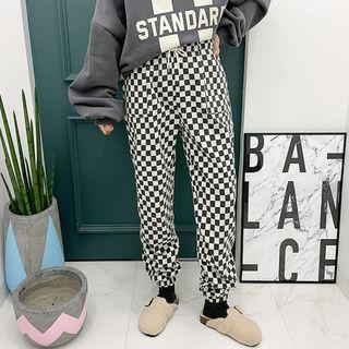 Drawcord Check Jogger Pants