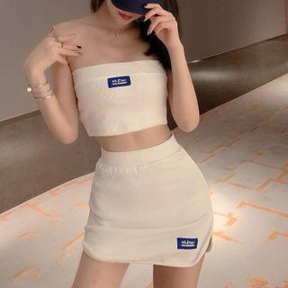 Set: Applique Tube Top + Mini Pencil Skirt