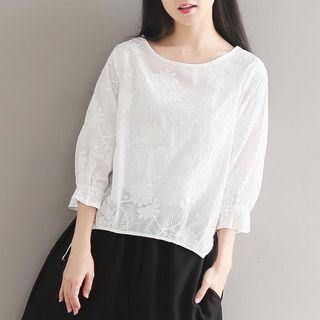 Floral Patterned 3/4 Sleeve Blouse