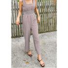 Smocked-waist Gingham Jumpsuit