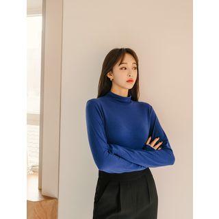 Plus Size Mock-neck Thumb-hole Top