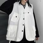 Asymmetric Front Pocket Button-up Vest