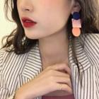 Matte Geometric Alloy Dangle Earring S925 - Pink & Blue - One Size