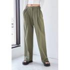 Tab-waist Seam-trim Wide-leg Pants