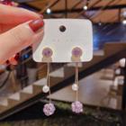 Rhinestone Drop Earring 1 Pair - Drop Earring - Silver Pin - 2 Way - Tassel - Purple - One Size