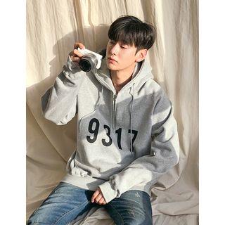 Zip-neck Printed Oversized Hoodie