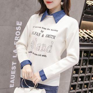 Letter Long-sleeve Collared Top