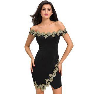 Lace Trim Off-shoulder Bodycon Dress