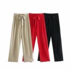 High-waist Tie-front Wide-leg Pants
