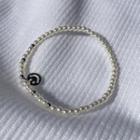 Smiley-pendant Faux-pearl Bracelet Silver - One Size