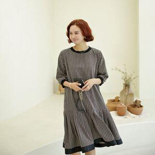 Ruffled Patterned A-line Dress